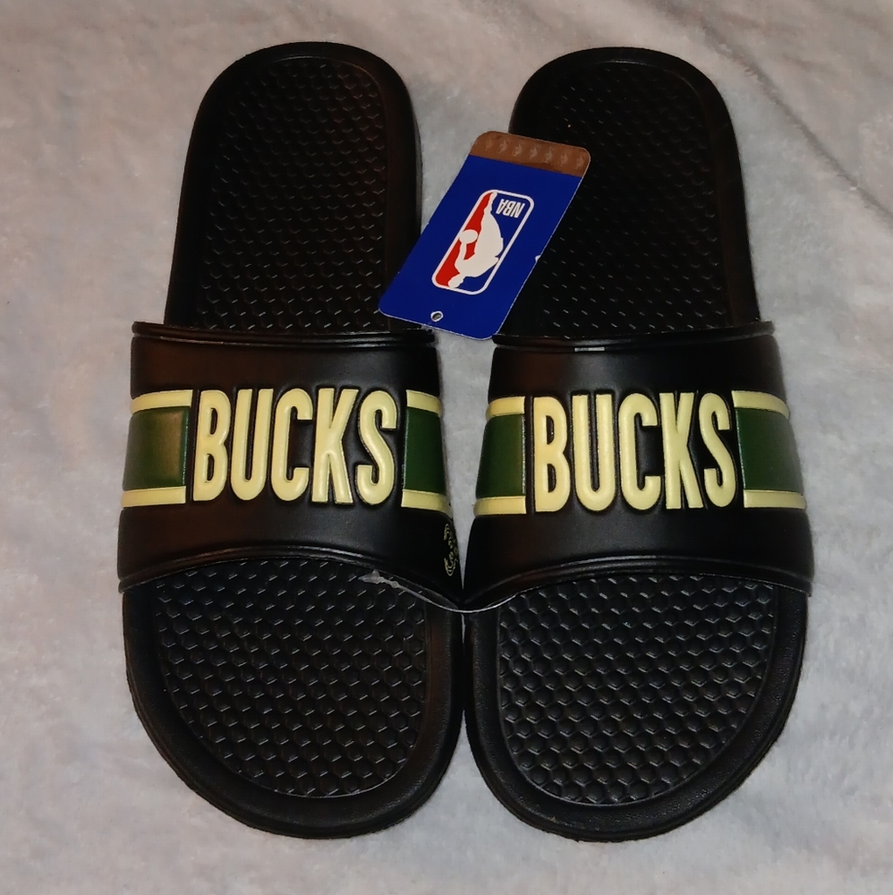 New Milwaukee Bucks Slides NBA Basketball Slide Sandals Shoes Vintage Y2K